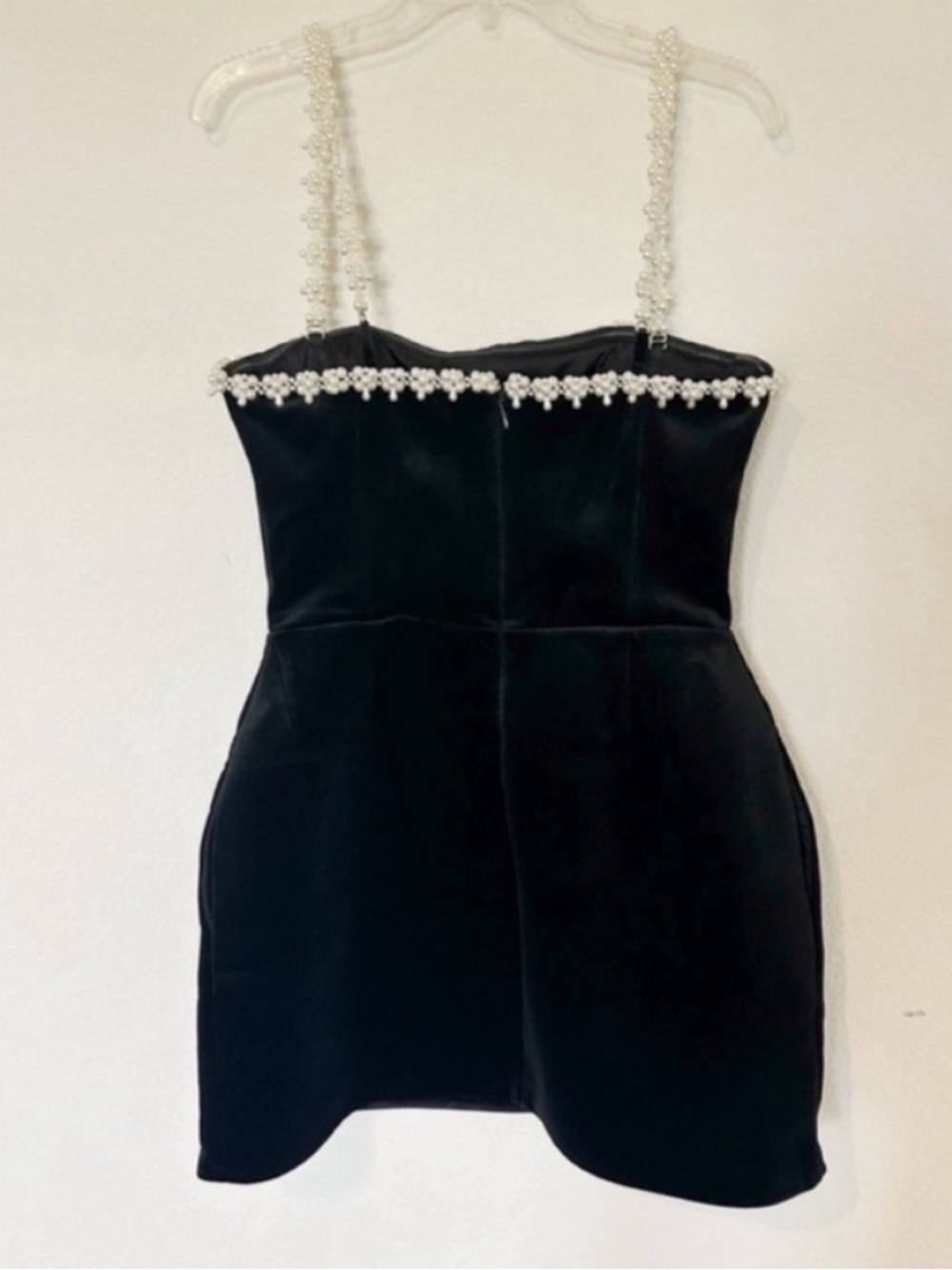 Nadine Merabi Em Velvet Black Pearl Mini Dress - Picture 7 of 11